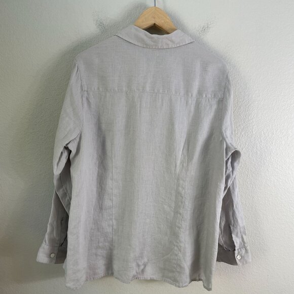 J Jill Womens Plus 1X Love Linen Button Up Shirt Gray Long Sleeve Top - Picture 9 of 9